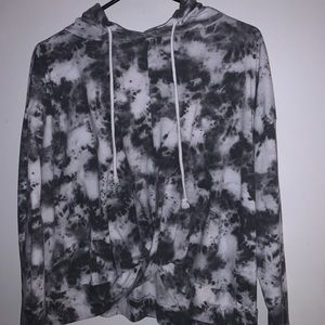 Flirtitude ActIve Front Knotted Tie Die Hoodie